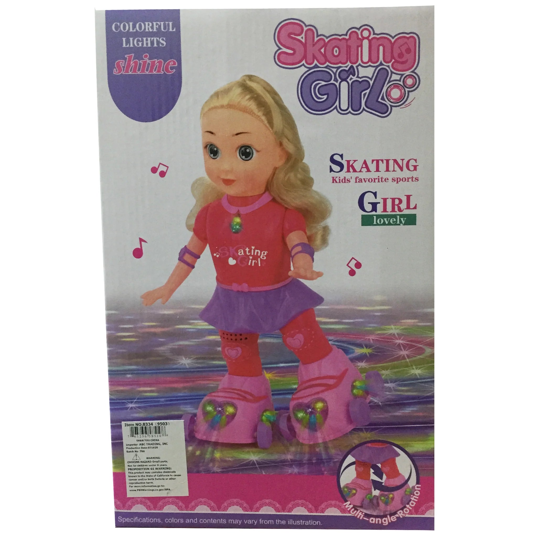 Lindo juguete de muñeca de patinaje sobre hielo princesa rosa