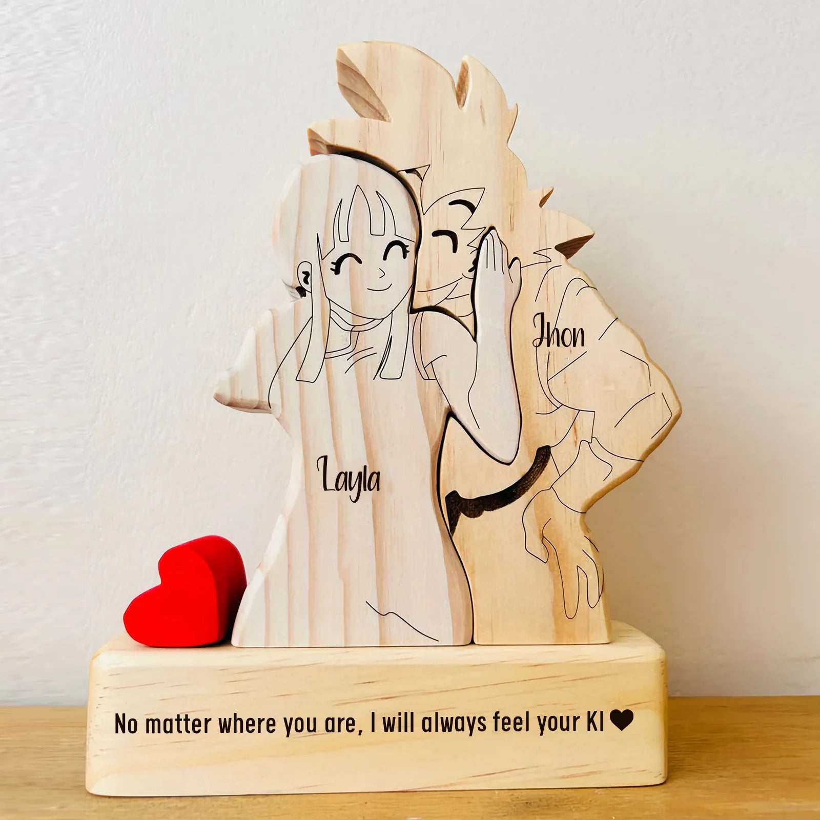 Couple - Personnage mignon de dessin animé - Puzzle en bois personnalisé