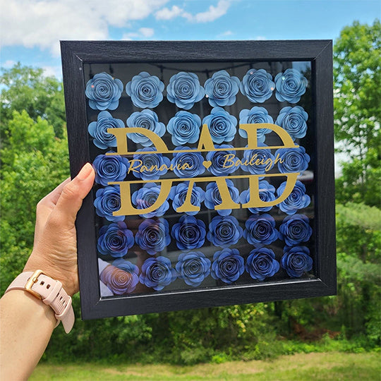 Personalized Papa Flower Shadow Box with name for Father's Day