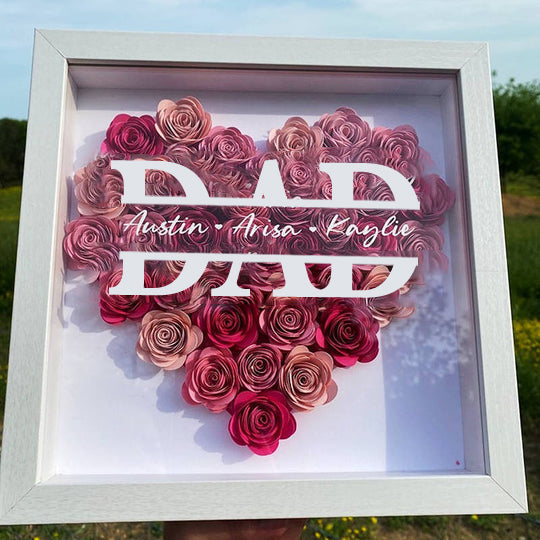 Boîte à ombre personnalisée Papa Flower avec nom pour la fête des pères